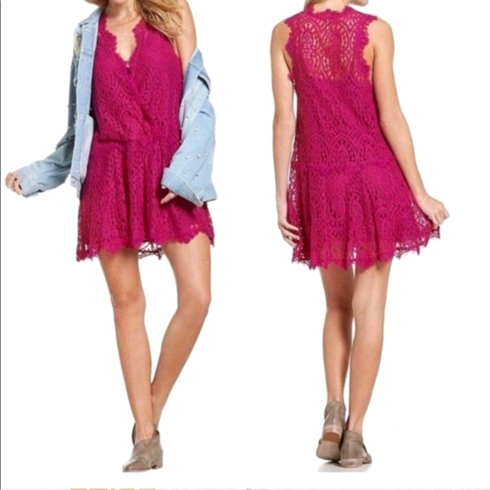 Free People Heart In Two Lace Drop Waist Dress NWT